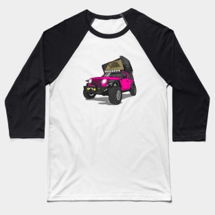 Jeep Wrangler Camp Time - Pink Jeep Baseball T-Shirt